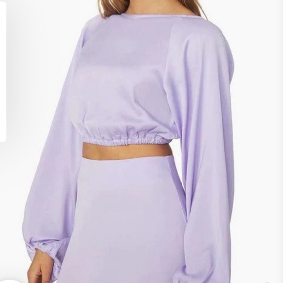 WeWoreWhat Billow Sleeve Top. Heather Purple. Size L. NWT - Picture 3 of 5